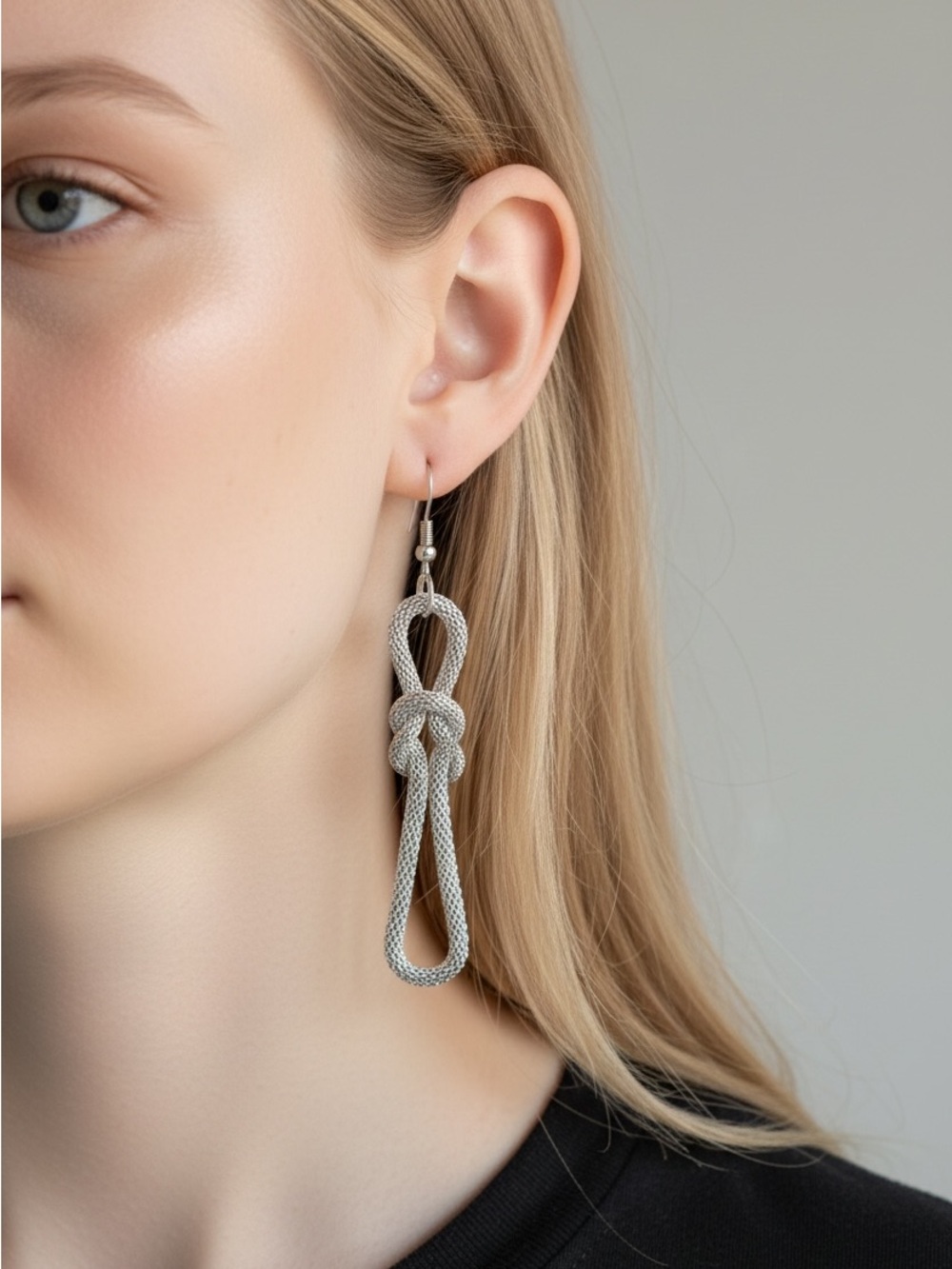 10/1 Silver Knot Drop Earrings - Women Jewelry